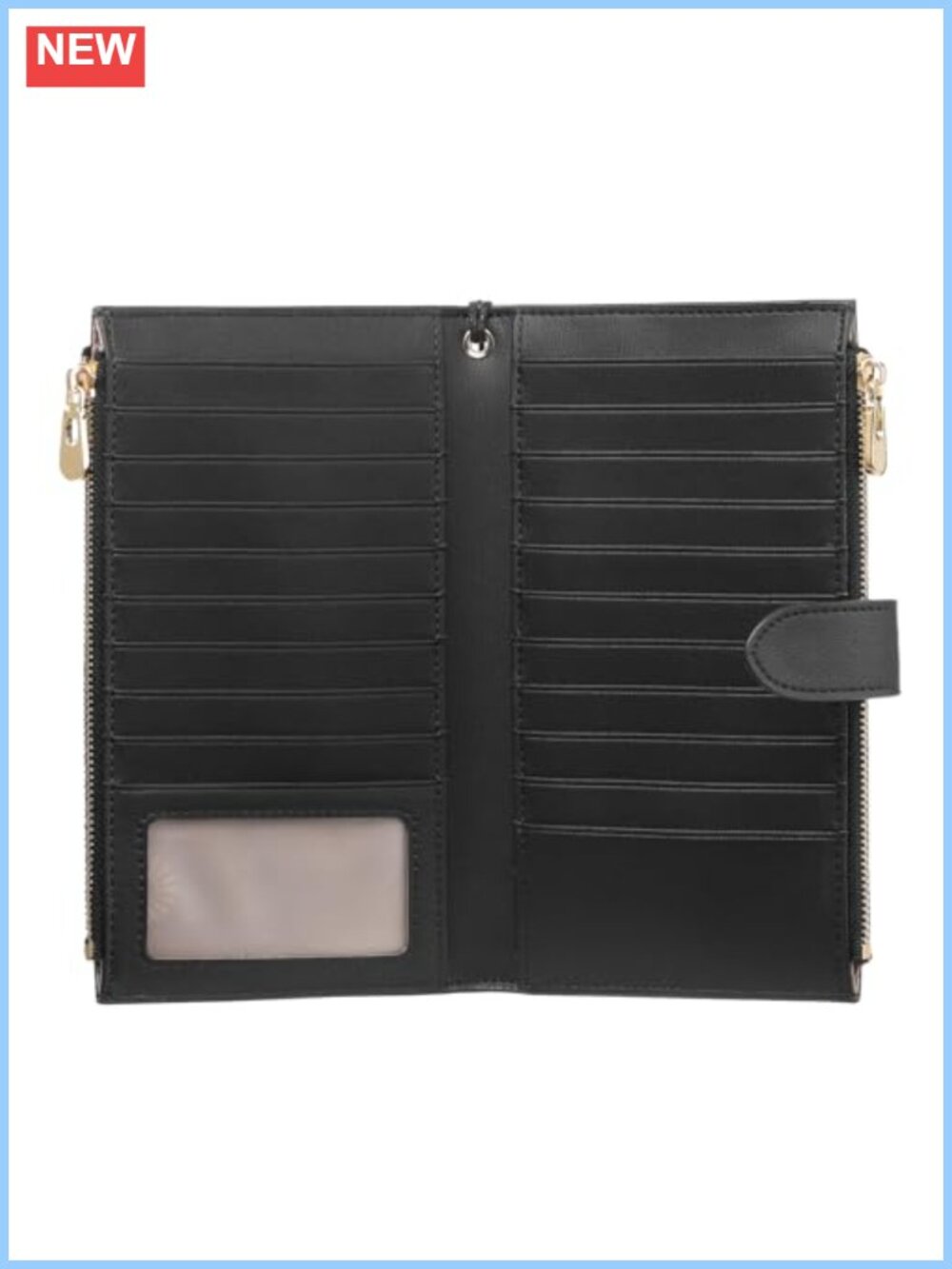 Slim RFID Blocking Leather Wallet Wristlet 20 Card Slots Zipper Pockets